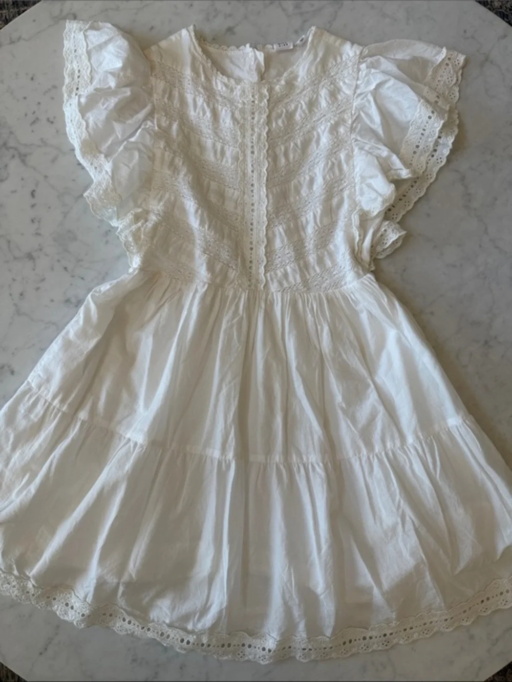GAP Kids White Eyelet Lace Dress Girls Size Large 10 11 Boho Cottagecore